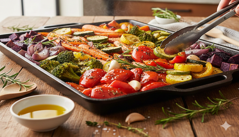 Featured recipe: Roasted vegetables 'rainbow' way in the oven